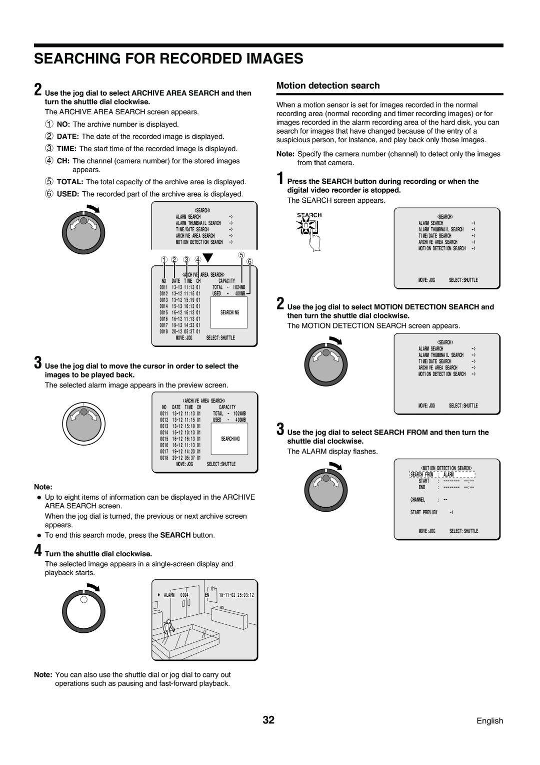 Sanyo DSR-3009P instruction manual Searching For Recorded Images, Motion detection search, 1 2 3 