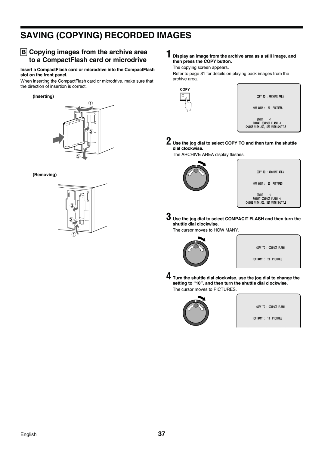 Sanyo DSR-3009P instruction manual Saving Copying Recorded Images, Inserting 