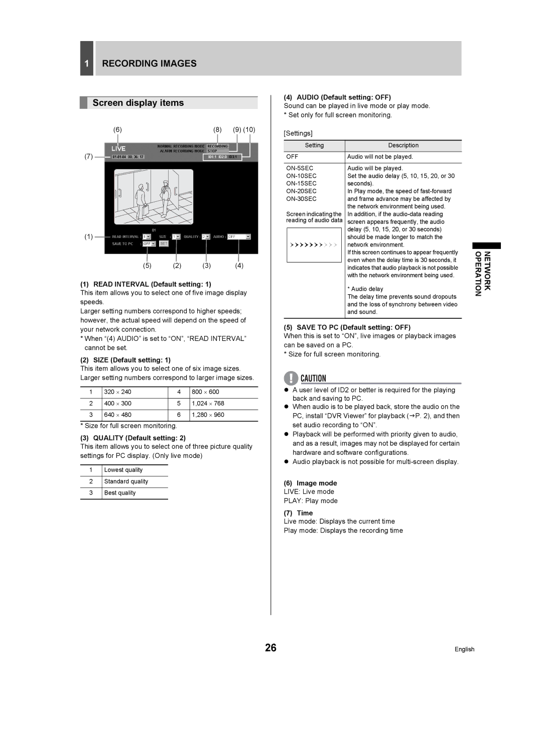 Sanyo DSR-3506P manual Recording Images, Screen display items 