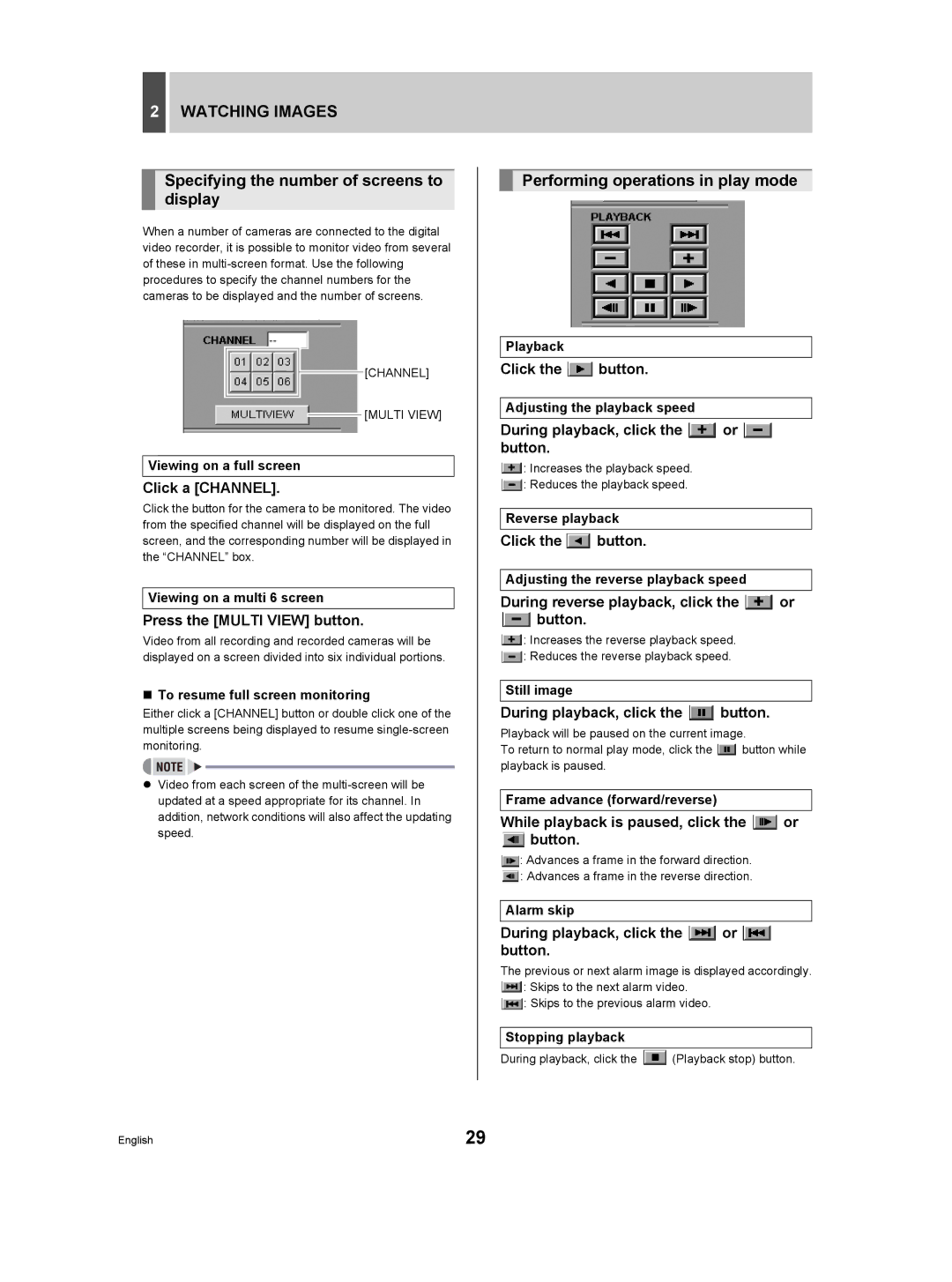 Sanyo DSR-3506P manual Watching Images, Specifying the number of screens to display, Performing operations in play mode 