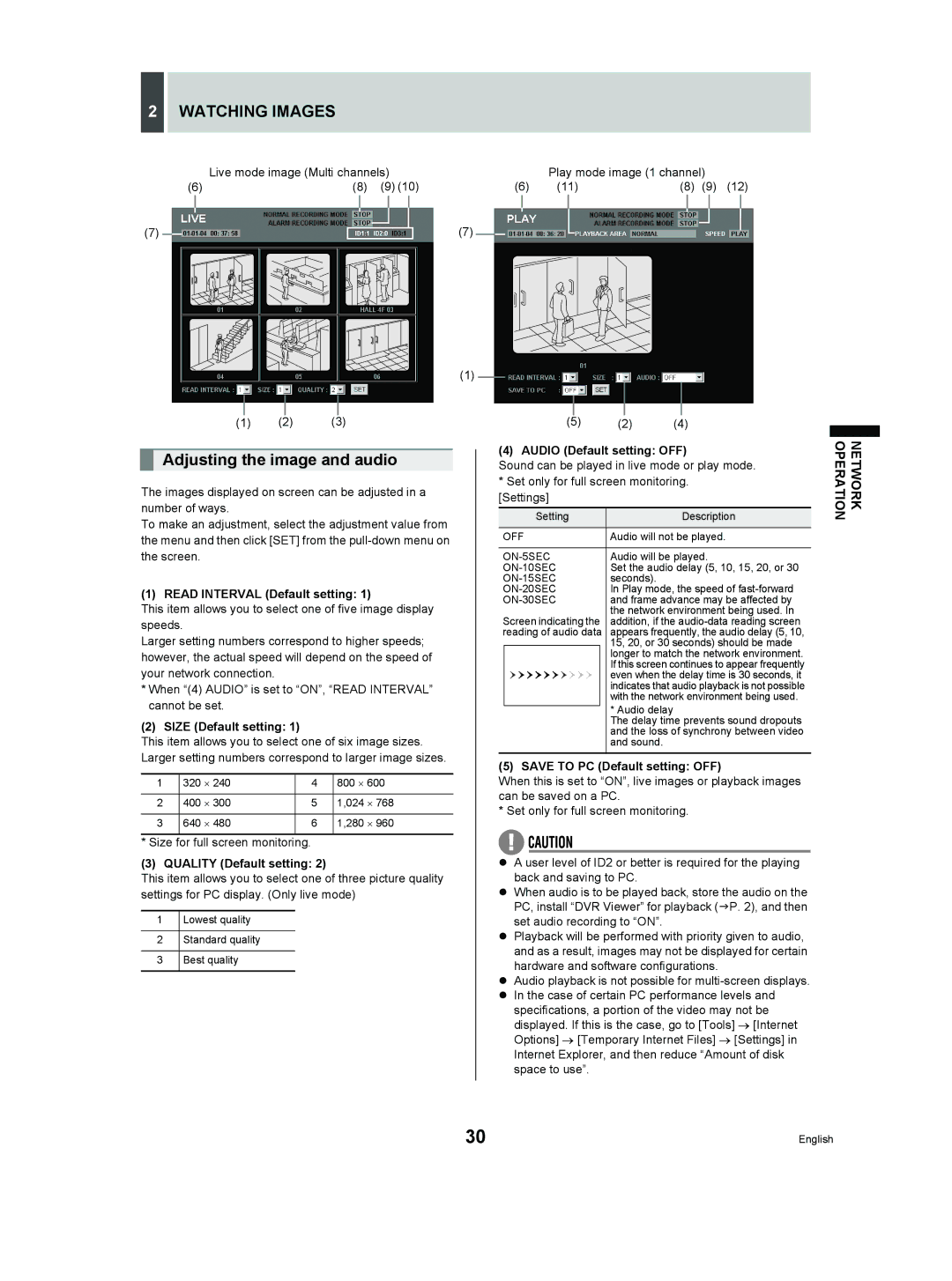 Sanyo DSR-3506P manual Adjusting the image and audio, Live mode image Multi channels Play mode image 1 channel 