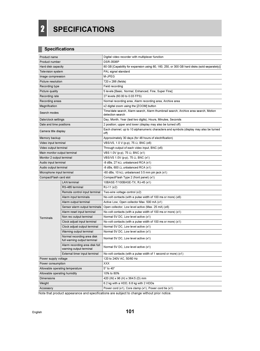 Sanyo DSR-3506P manual Specifications, Jpeg, Xxx 