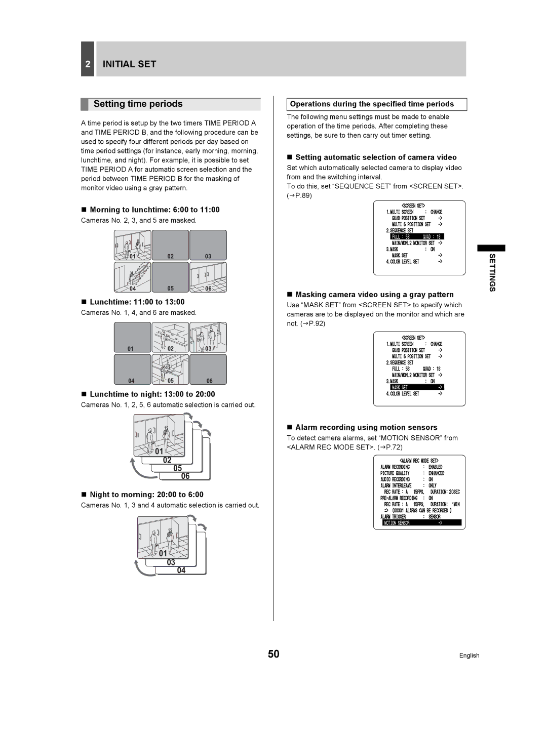 Sanyo DSR-3506P manual Setting time periods 