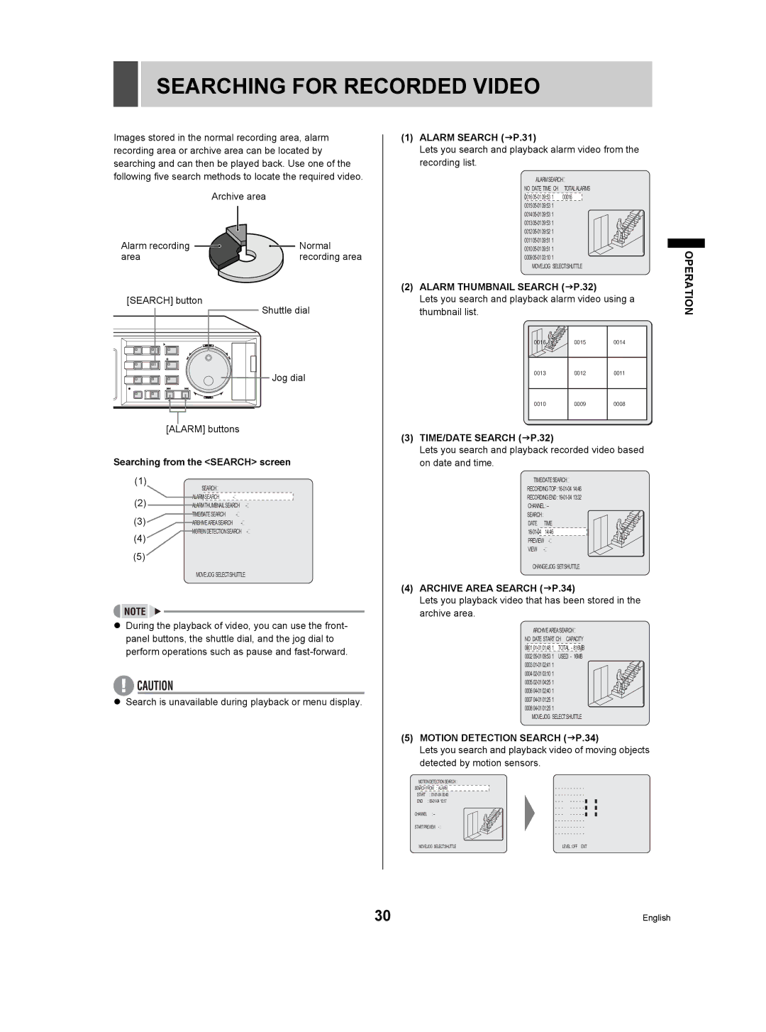 Sanyo DSR-3709P manual Searching for Recorded Video 