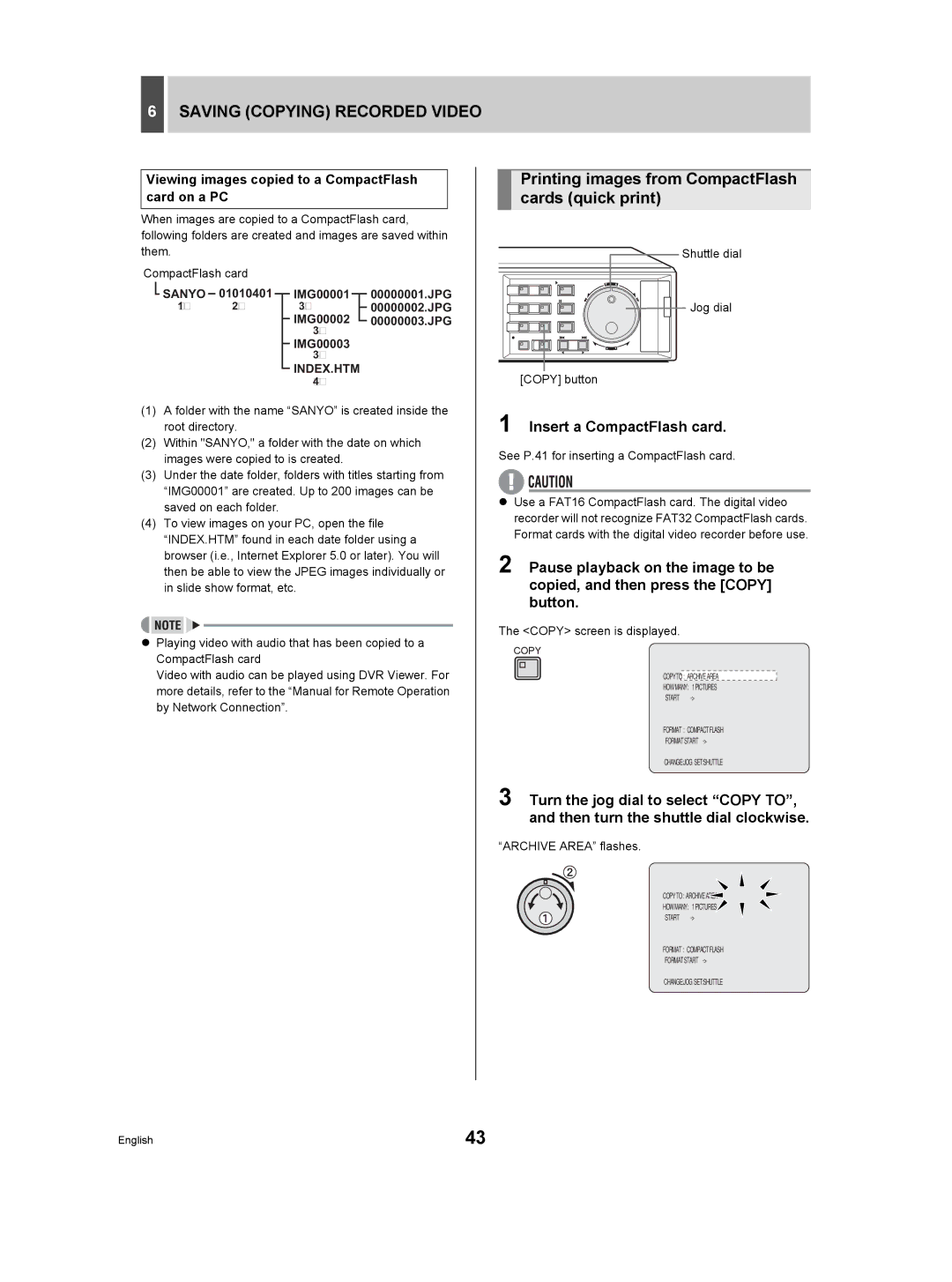 Sanyo DSR-3709P Printing images from CompactFlash cards quick print, Viewing images copied to a CompactFlash card on a PC 