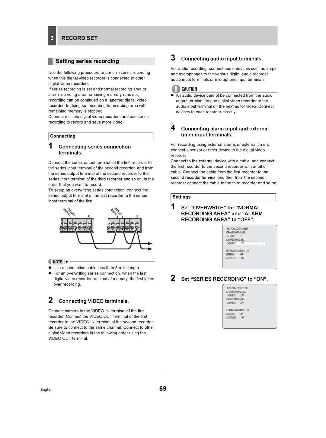 Sanyo DSR-3709P manual Setting series recording 