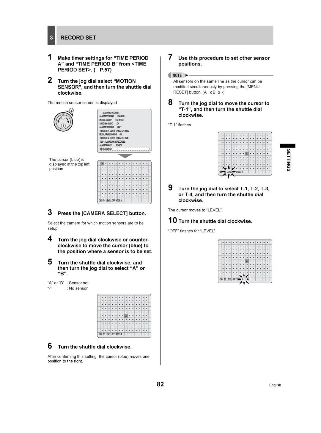 Sanyo DSR-3709P manual Use this procedure to set other sensor positions 