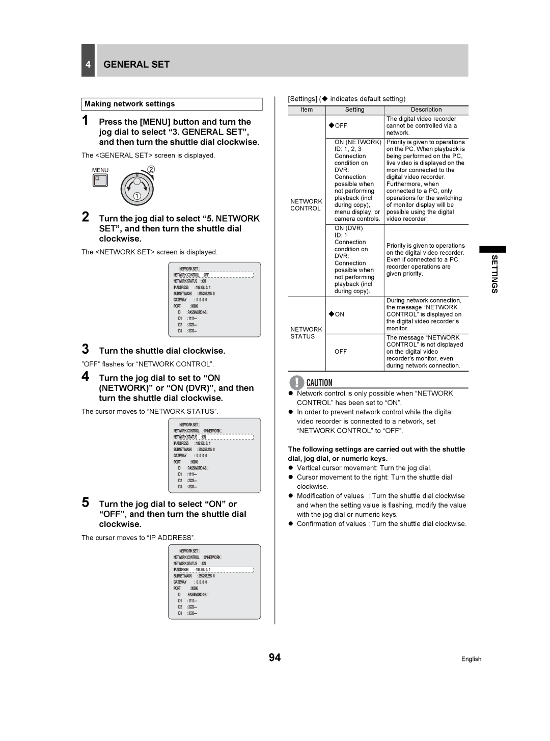 Sanyo DSR-3709P manual Making network settings 