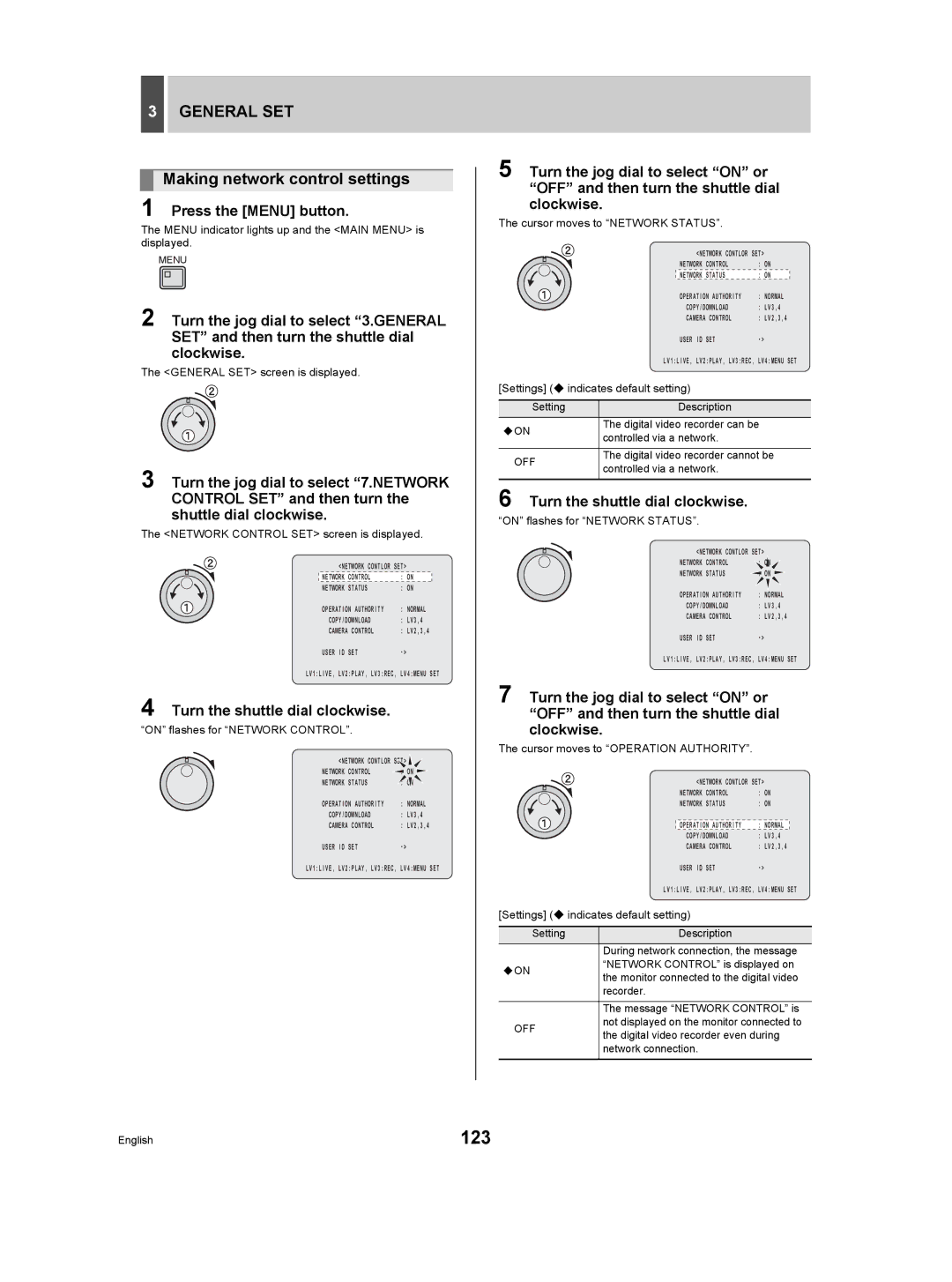 Sanyo DSR-5009P instruction manual 123, Making network control settings 