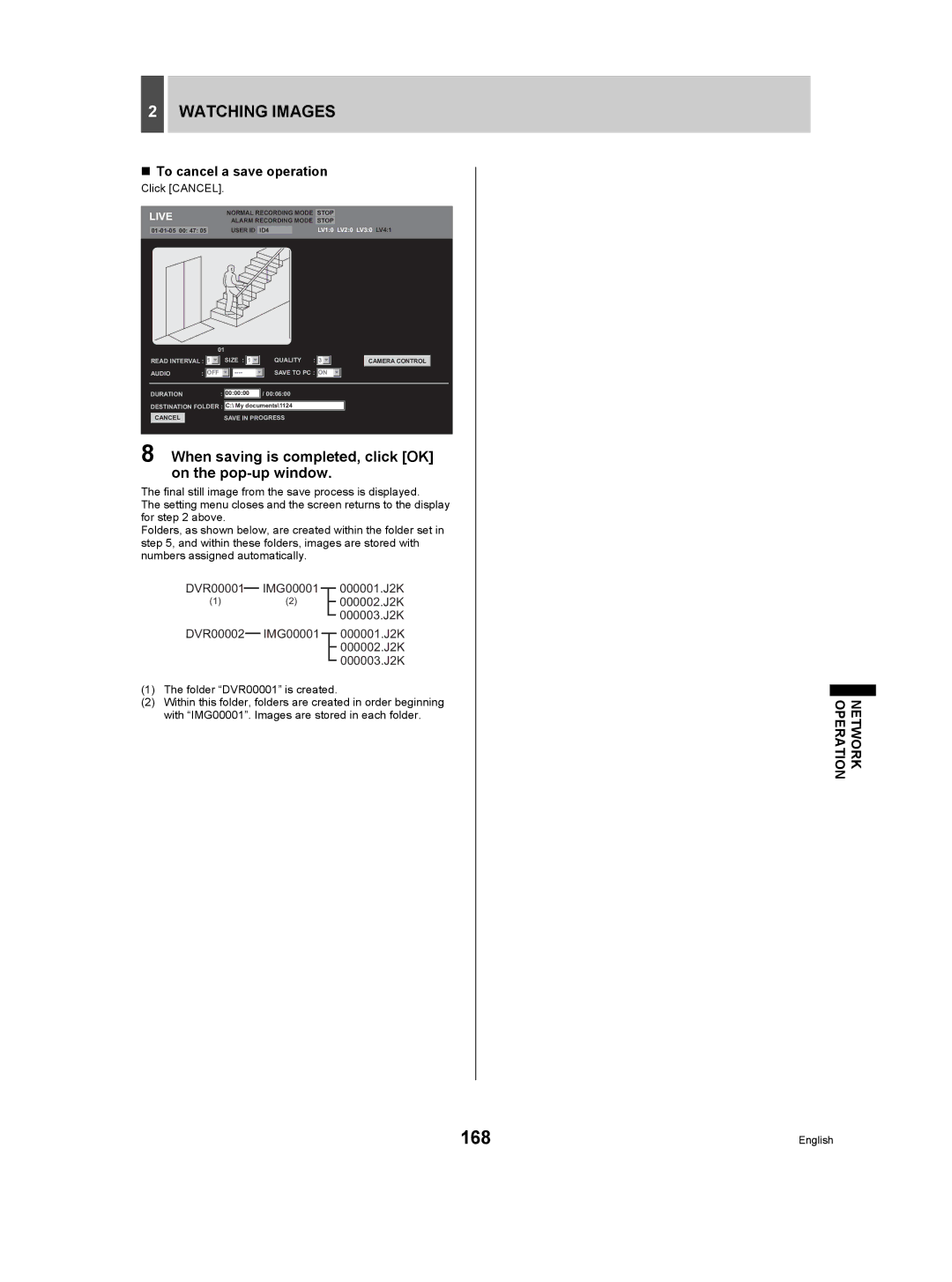 Sanyo DSR-5009P 168, When saving is completed, click OK on the pop-up window, „ To cancel a save operation 