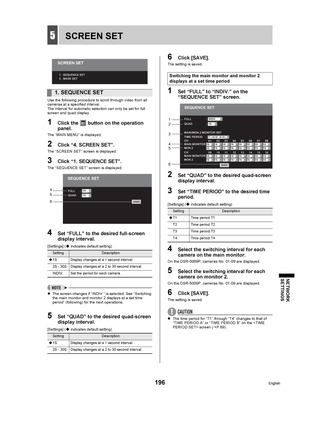 Sanyo DSR-5009P instruction manual 196, Sequence SET 