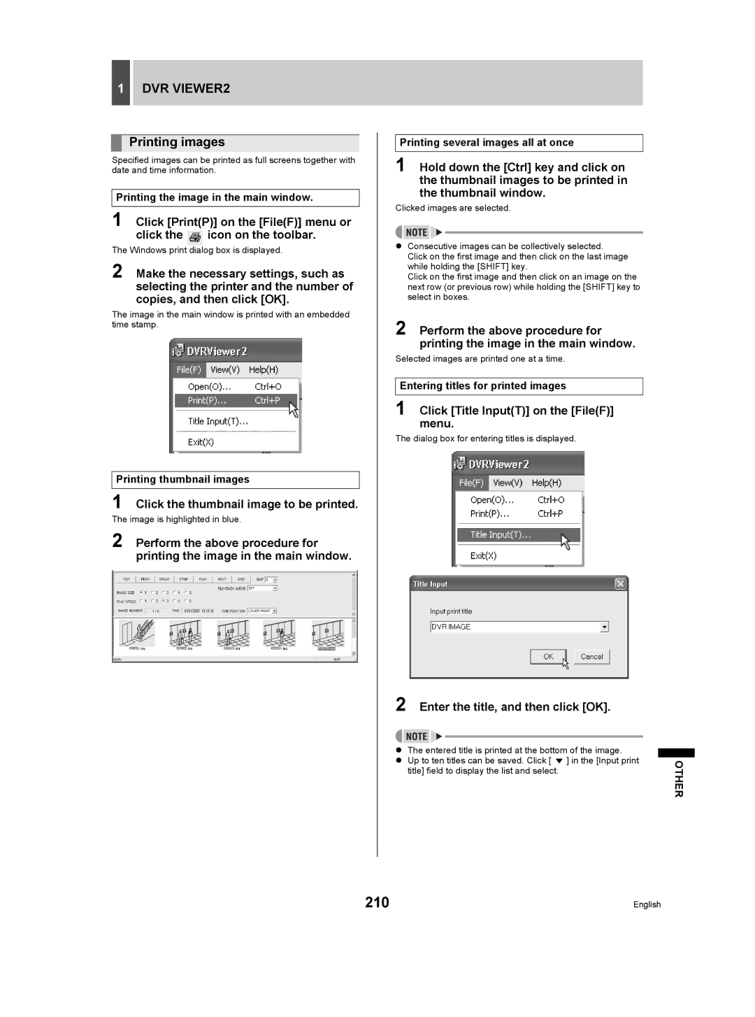 Sanyo DSR-5009P instruction manual 210, Printing images 