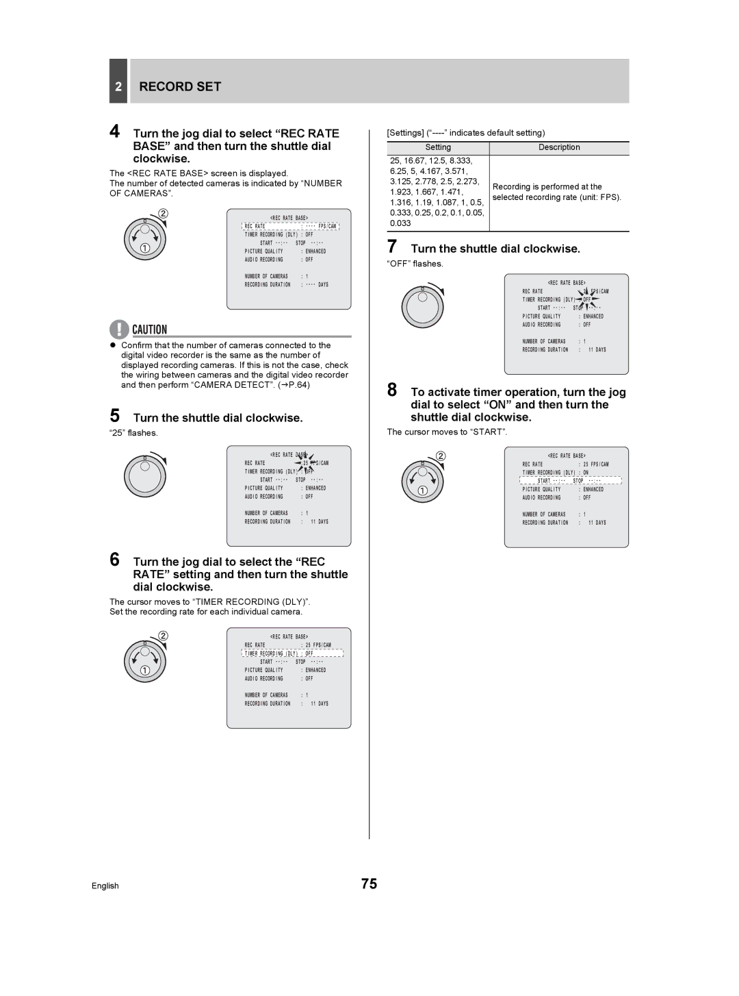 Sanyo DSR-5009P instruction manual REC Rate Base 