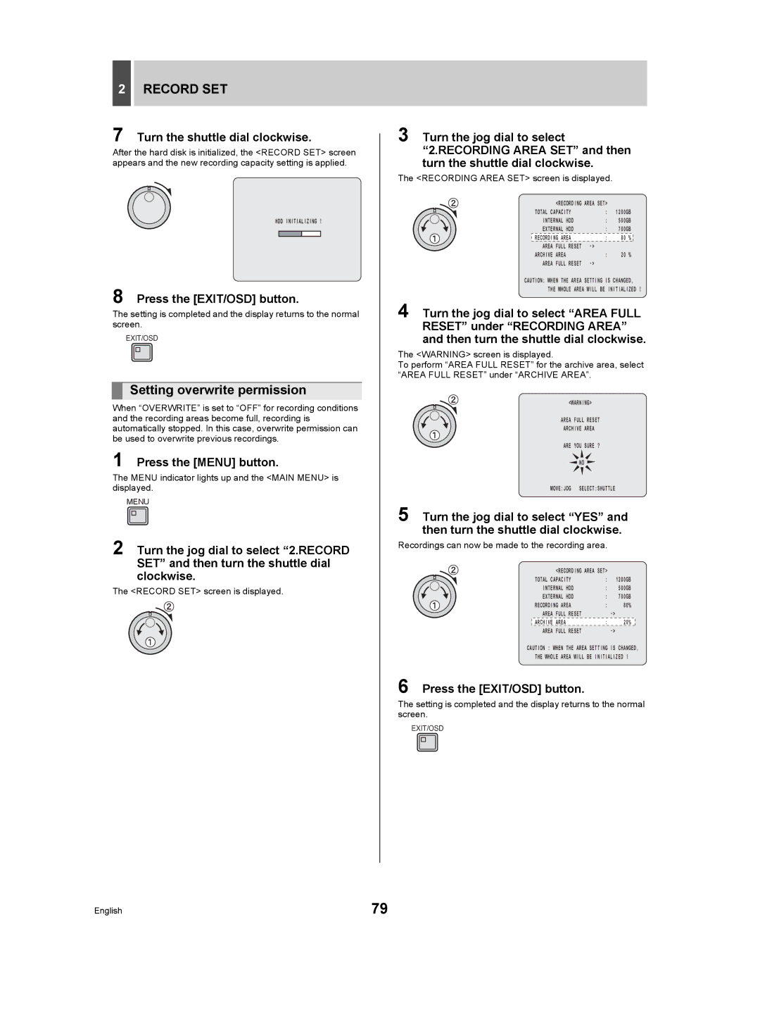 Sanyo DSR-5009P instruction manual Setting overwrite permission, Recordings can now be made to the recording area 