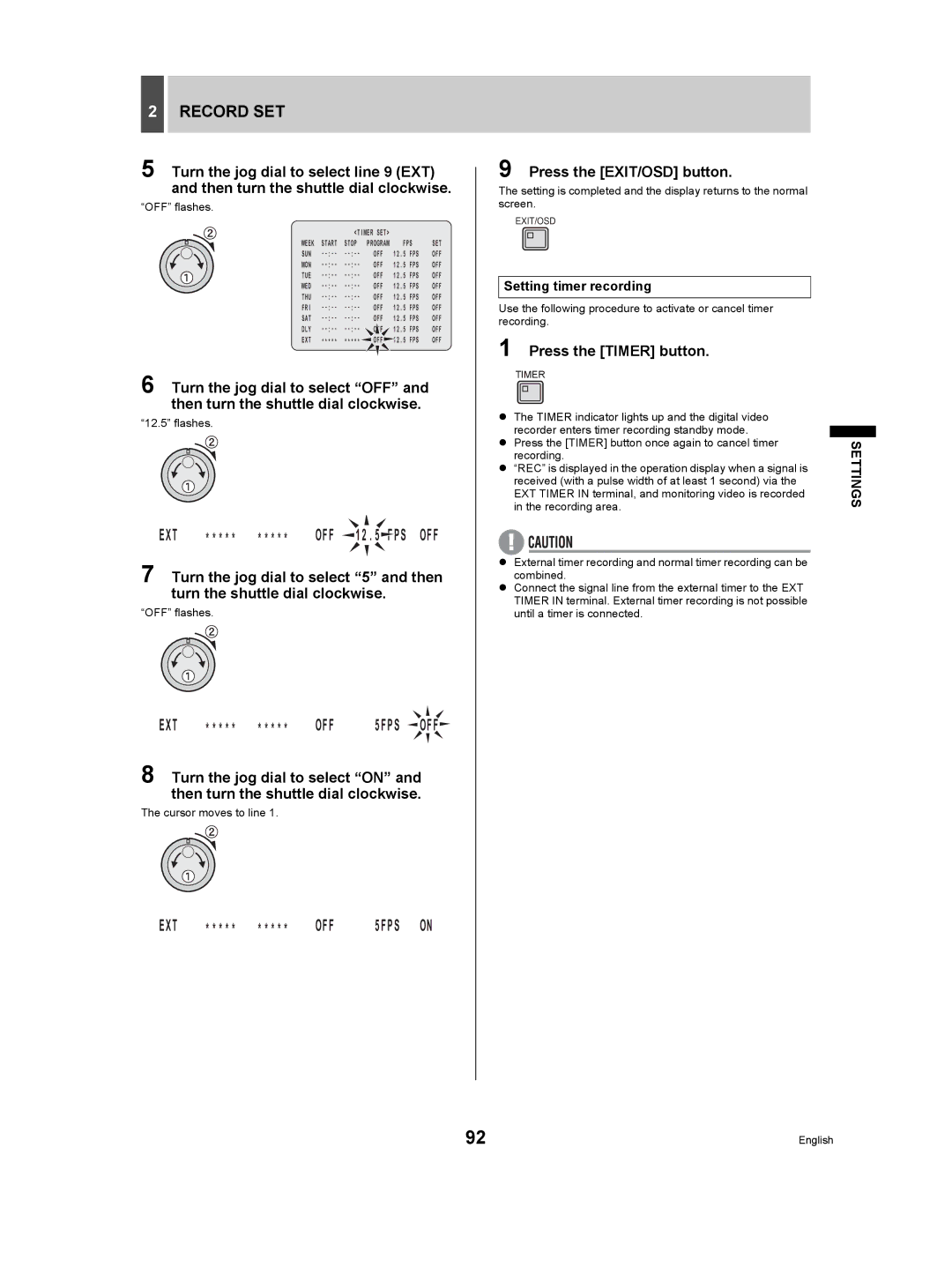 Sanyo DSR-5009P instruction manual Setting timer recording, Cursor moves to line 