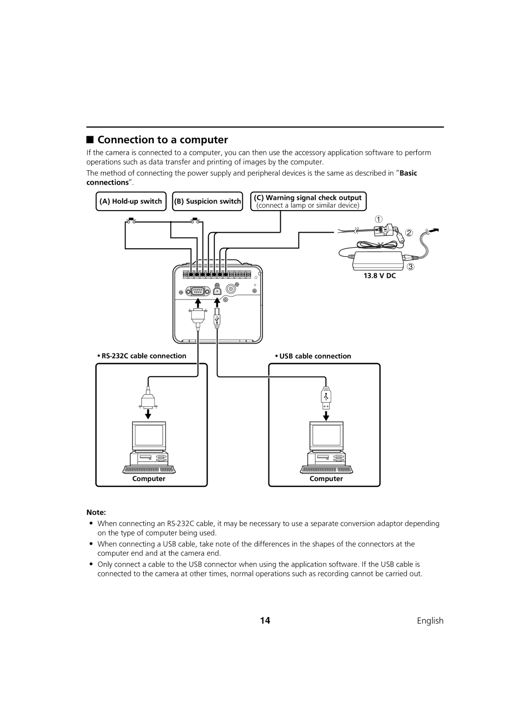 Sanyo DSR-C100 instruction manual Connection to a computer, RS-232C cable connection, Computer 