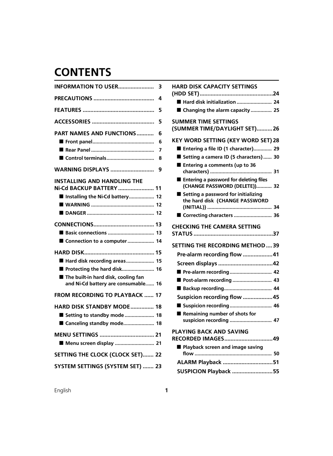 Sanyo DSR-C100 instruction manual Contents 