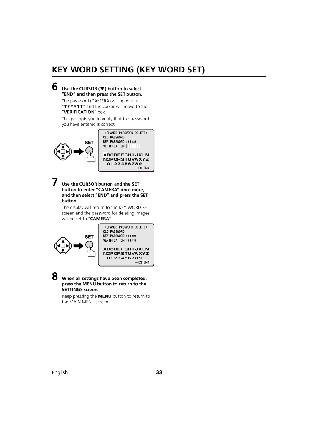 Sanyo DSR-C100 instruction manual Change PASSWORD-DELETE OLD Password 