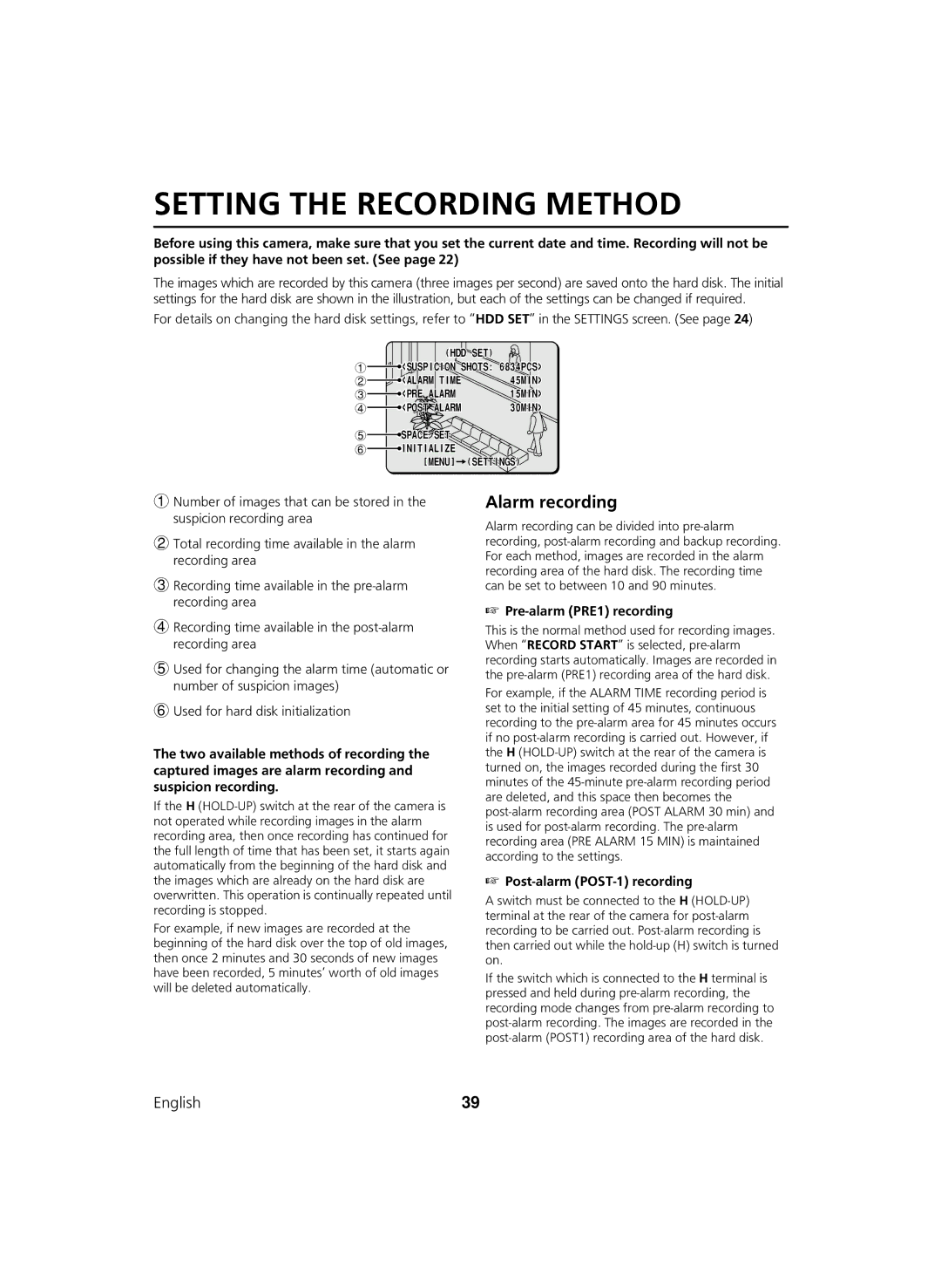 Sanyo DSR-C100 instruction manual Pre-alarm PRE1 recording, Post-alarm POST-1 recording 