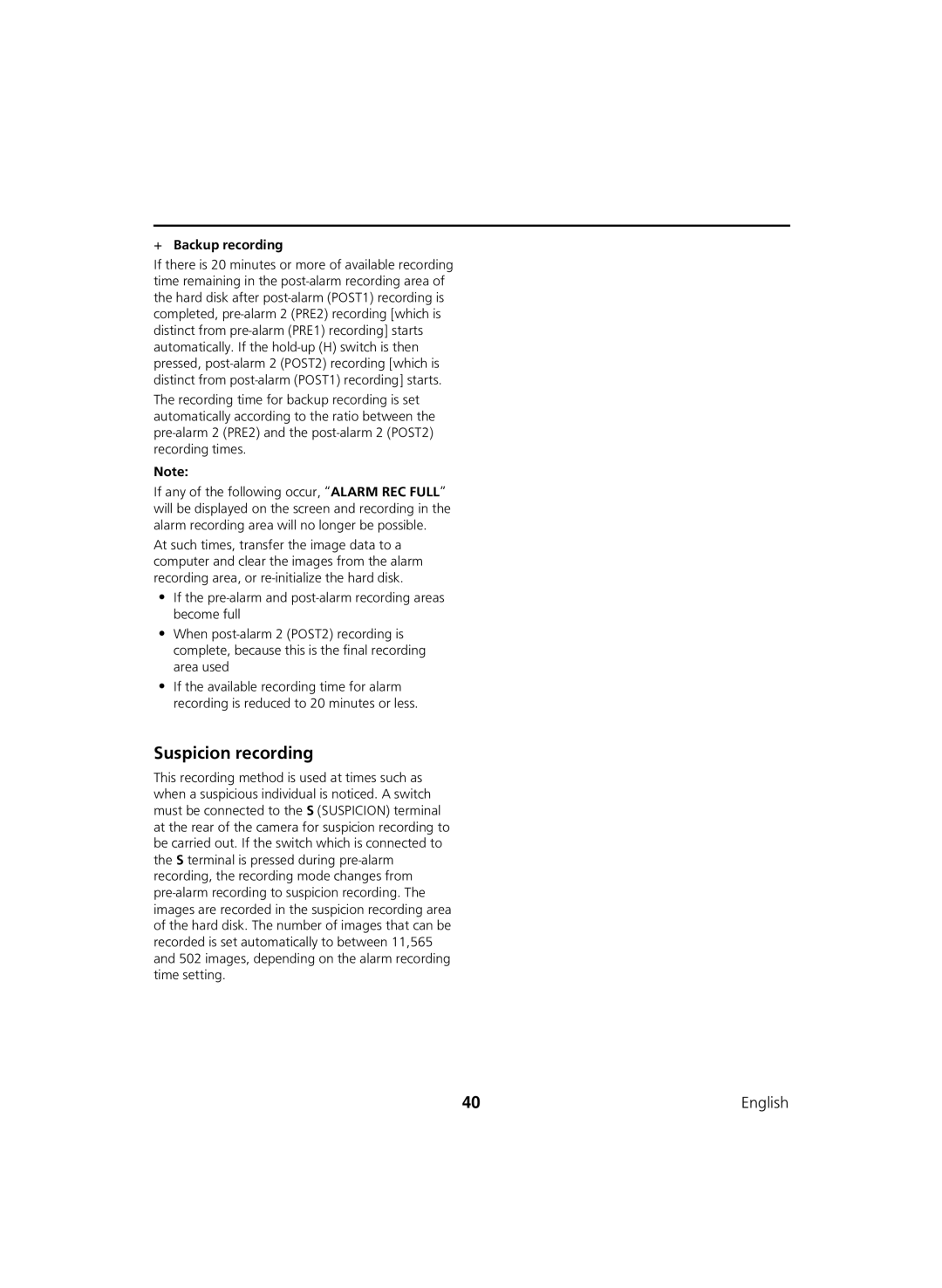 Sanyo DSR-C100 instruction manual Suspicion recording 