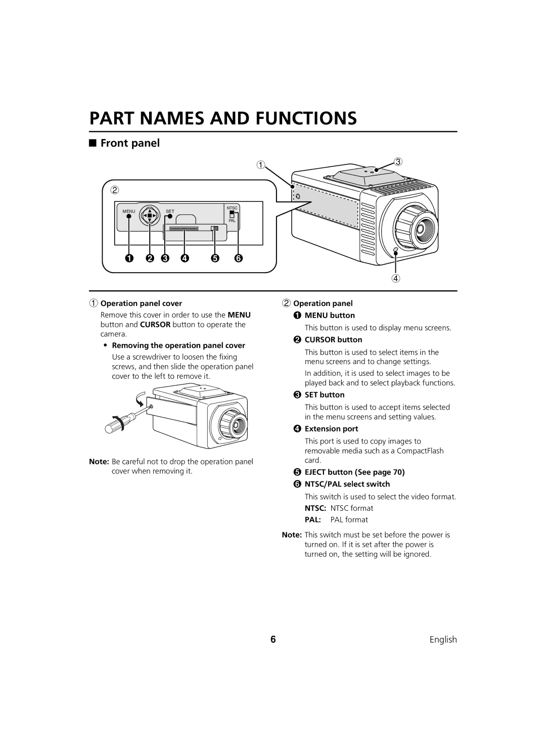 Sanyo DSR-C100 instruction manual Part Names and Functions 