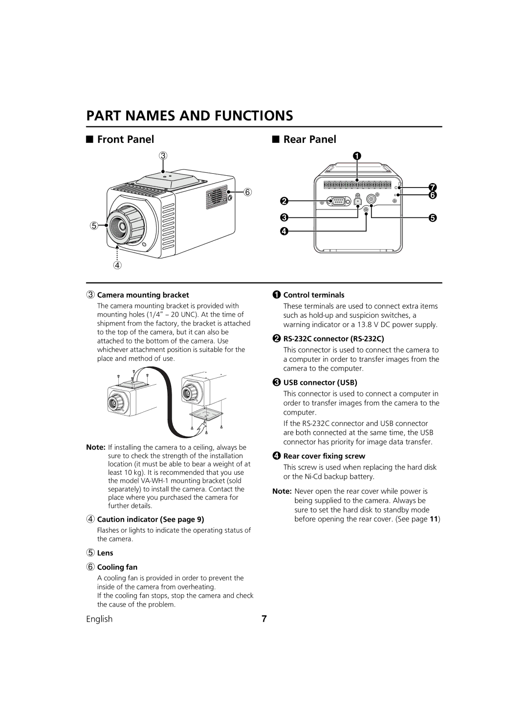 Sanyo DSR-C100 instruction manual Front Panel 