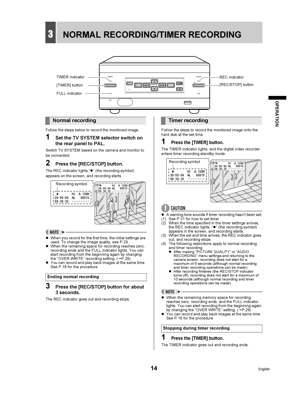 Sanyo DSR-M manual Normal RECORDING/TIMER Recording, Normal recording, Timer recording 