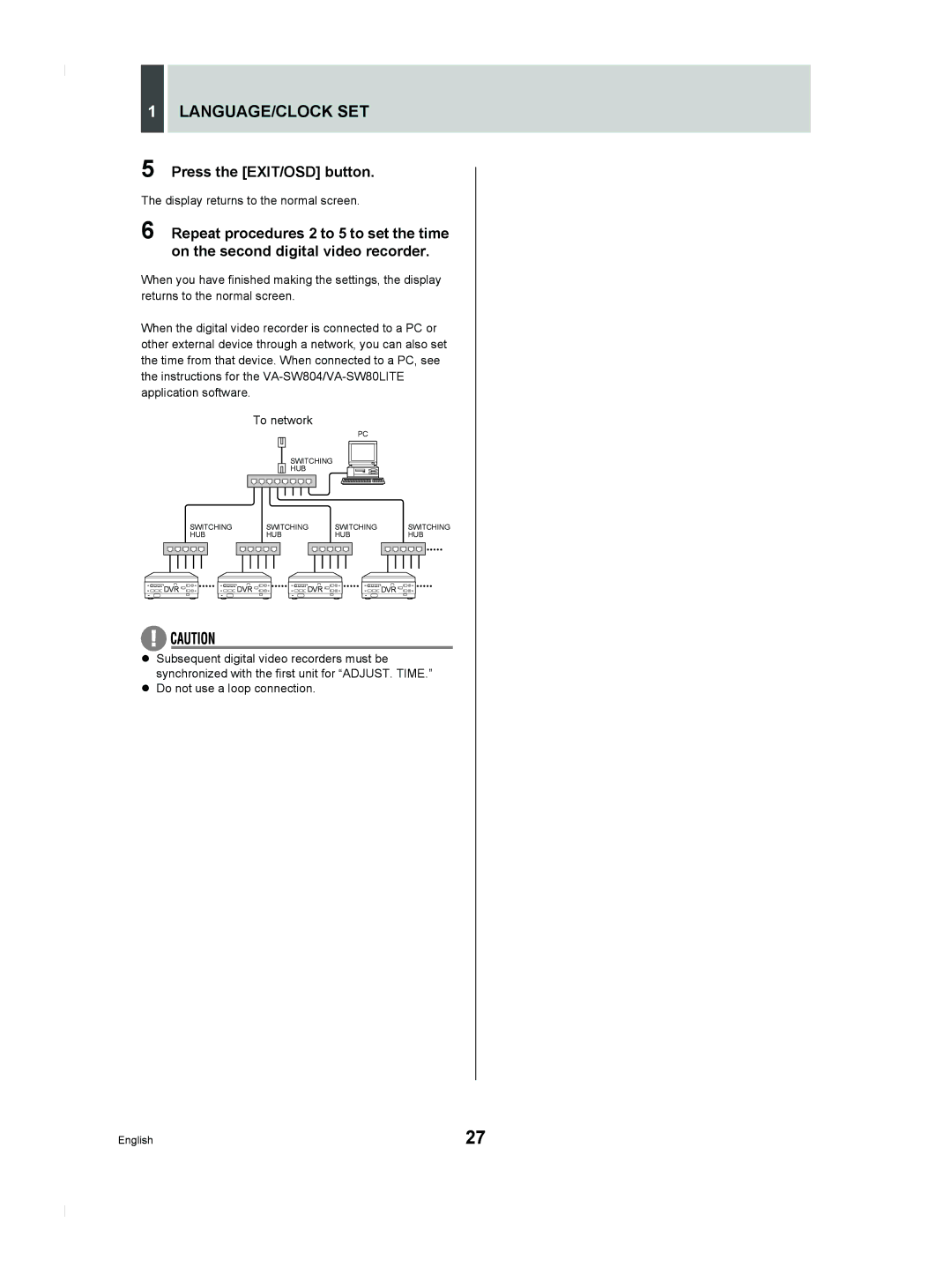 Sanyo DSR-M804P manual Switching HUB DVR 