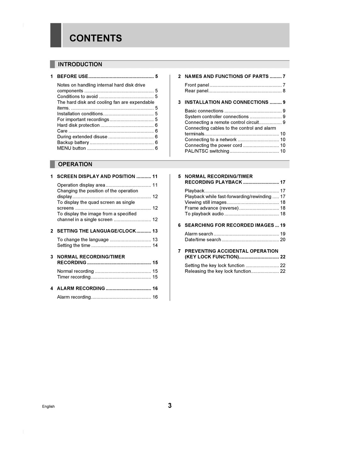 Sanyo DSR-M804P manual Contents 