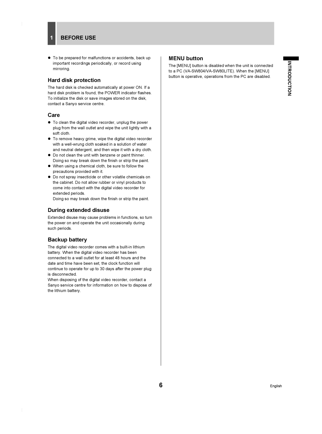 Sanyo DSR-M804P manual Before USE 