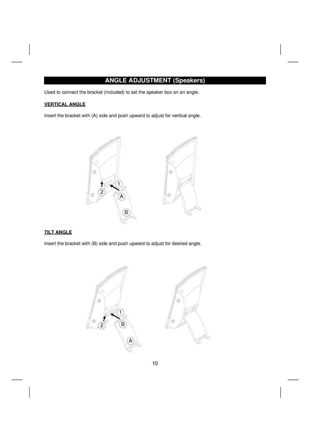 Sanyo DTA-2680 manual Angle Adjustment Speakers 