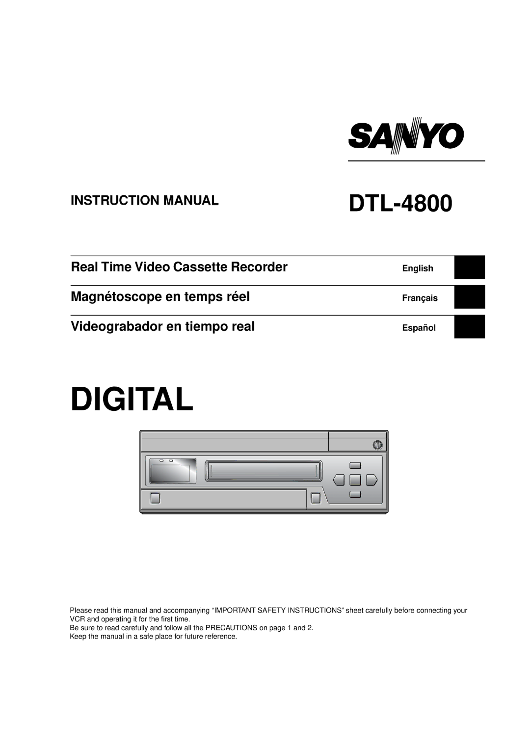 Sanyo RD2QD/NA, DTL-4800 instruction manual Digital 