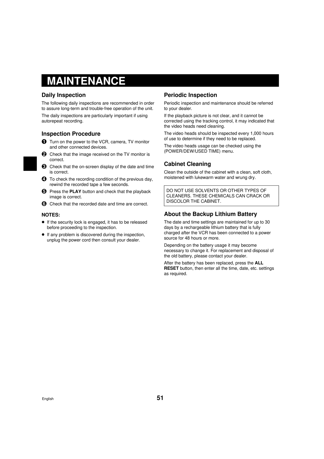 Sanyo DTL-4800, RD2QD/NA instruction manual Maintenance 