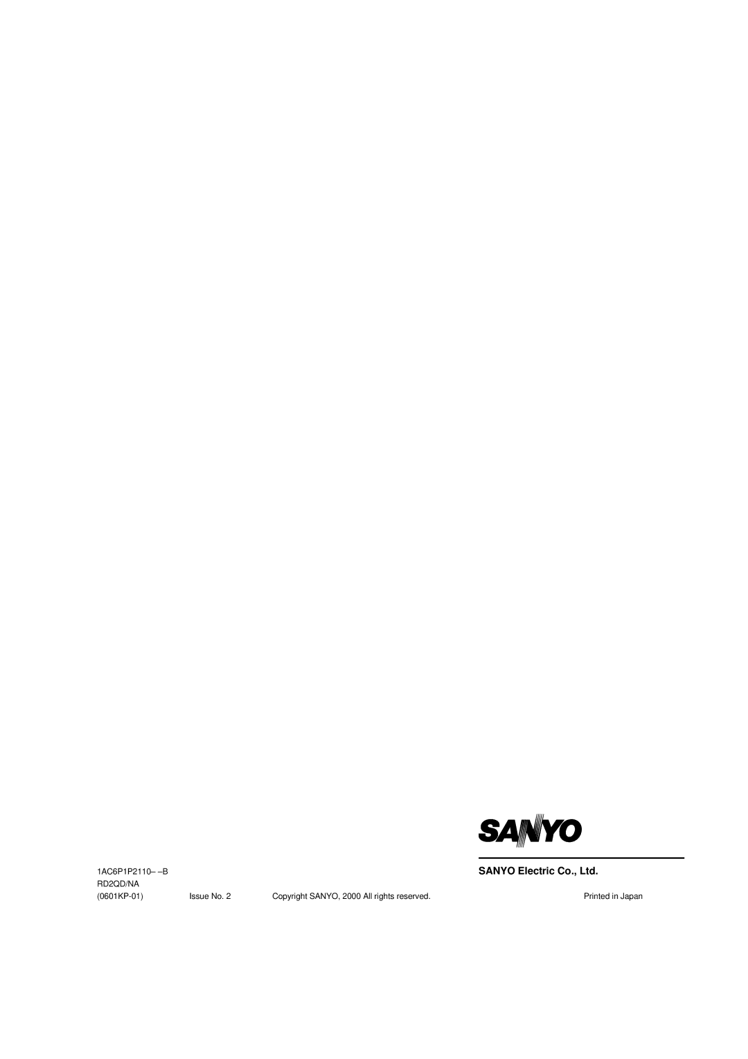 Sanyo RD2QD/NA, DTL-4800 instruction manual 