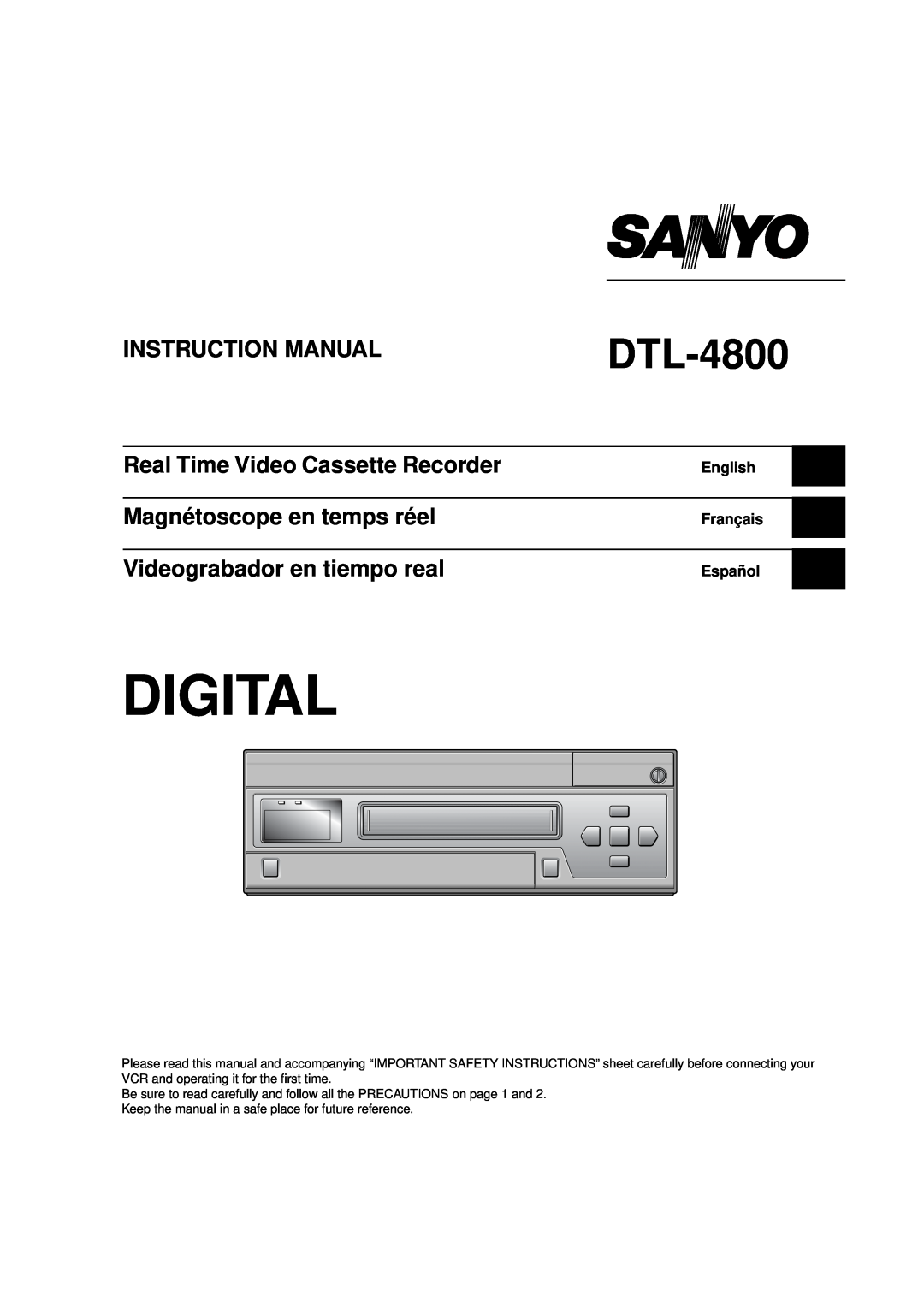 Sanyo RD2QD/NA instruction manual English Français Español, Digital, DTL-4800, Instruction Manual 