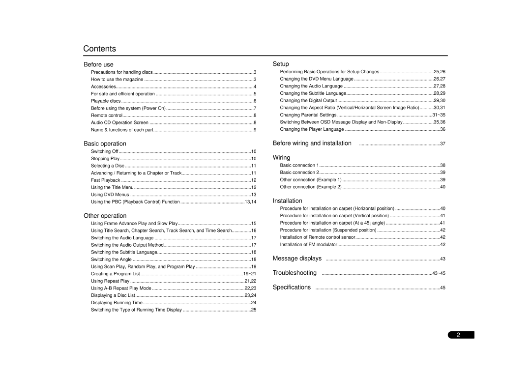 Sanyo DV-S100 manual Contents 