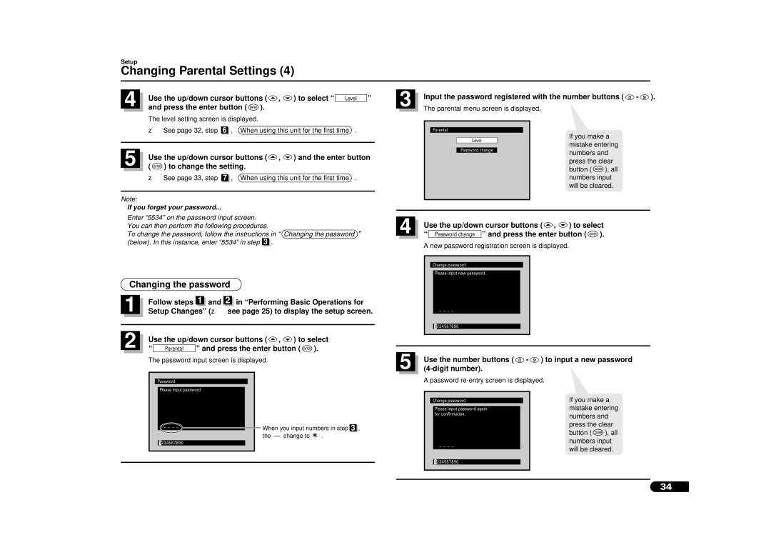 Sanyo DV-S100 manual Changing the password 