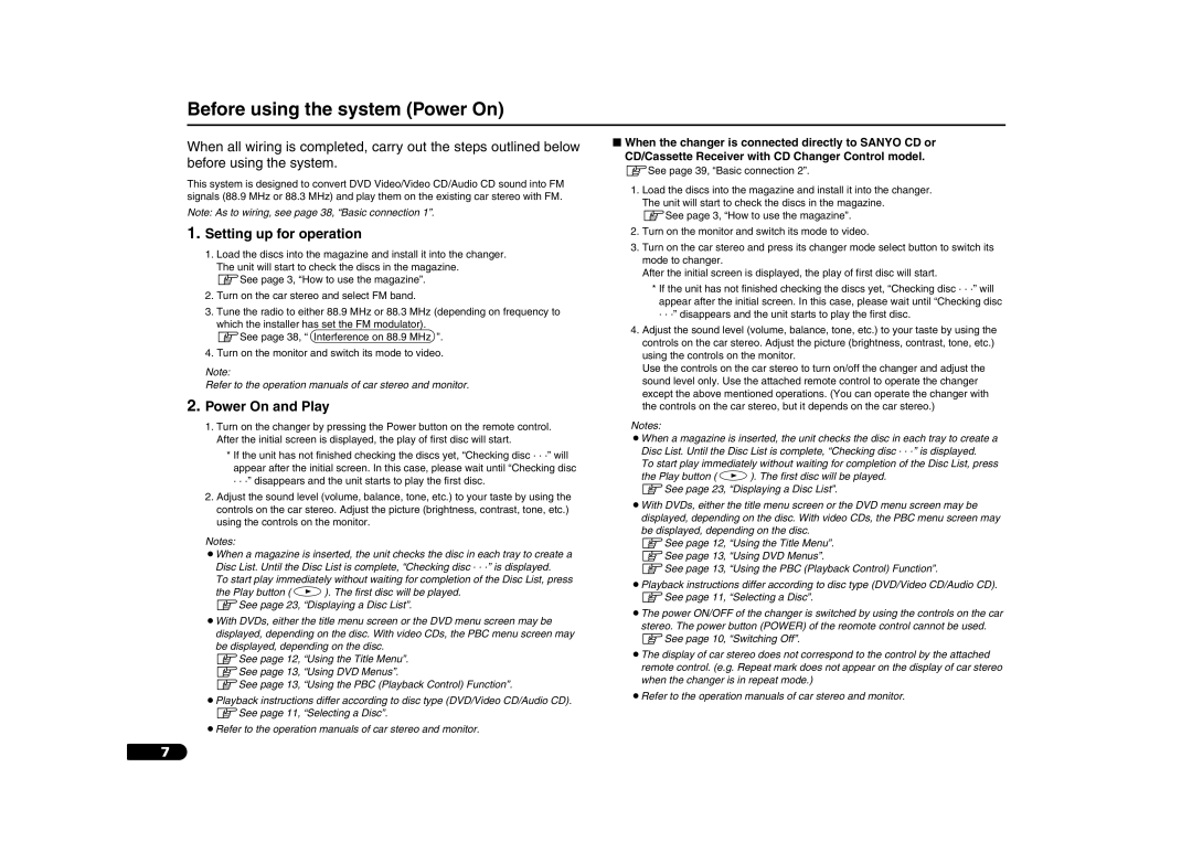 Sanyo DV-S100 manual Before using the system Power On, Setting up for operation, Power On and Play 