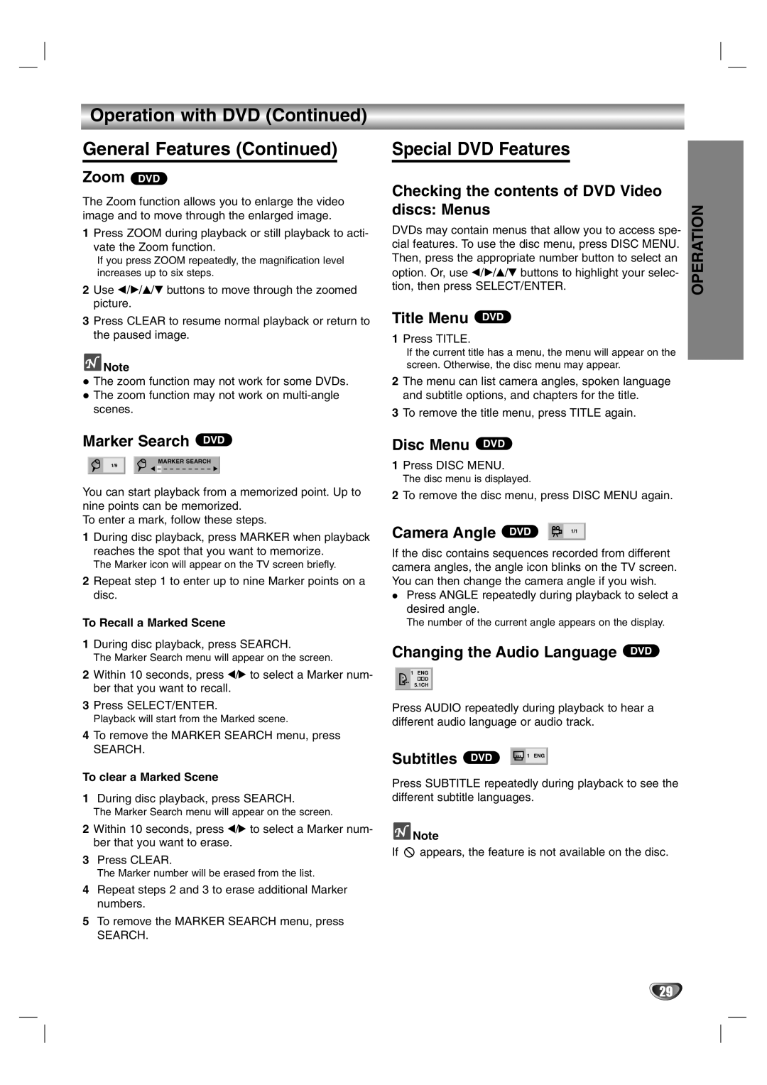 Sanyo DVC-2600 instruction manual Special DVD Features 