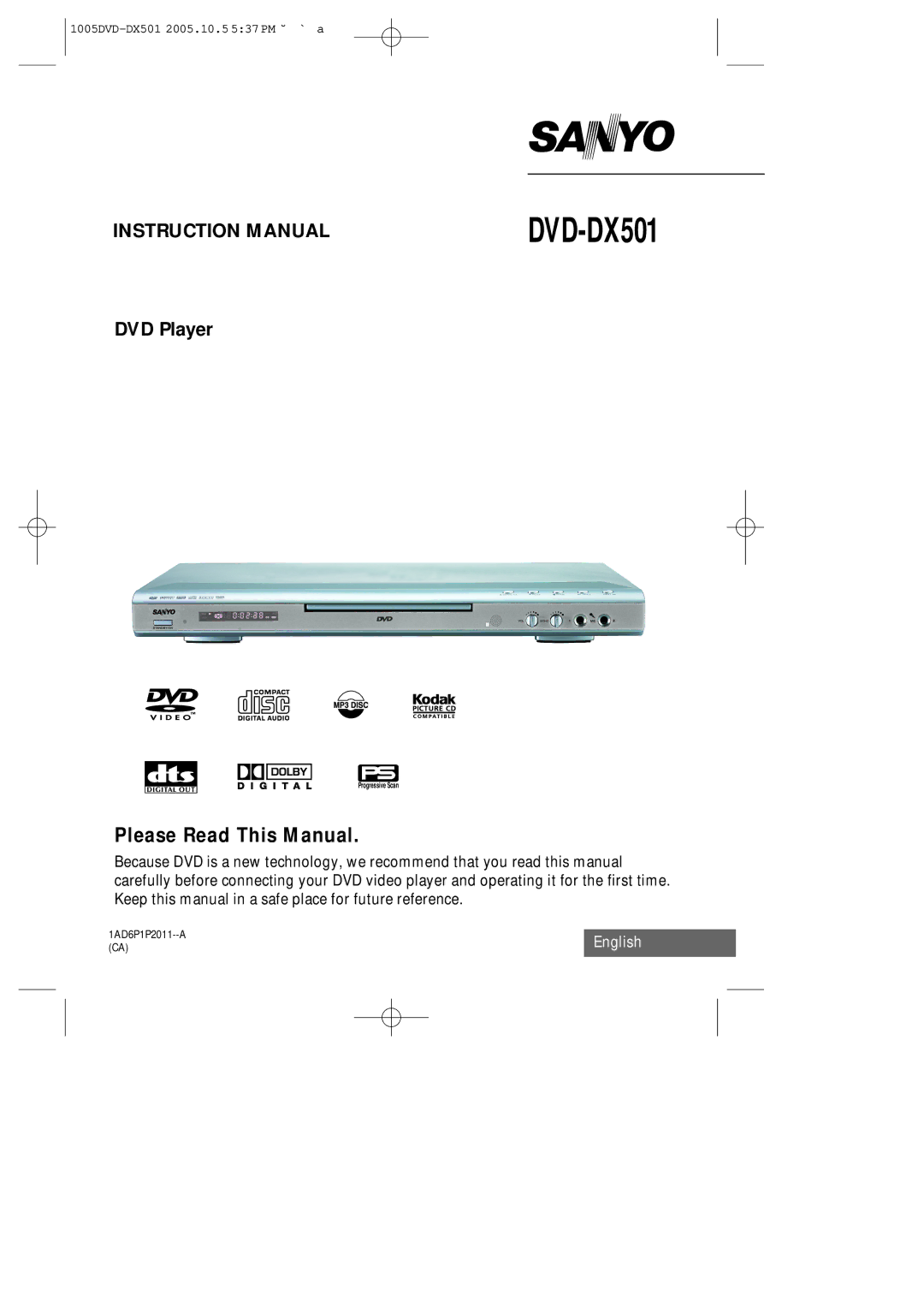 Sanyo DVD-DX501 instruction manual 