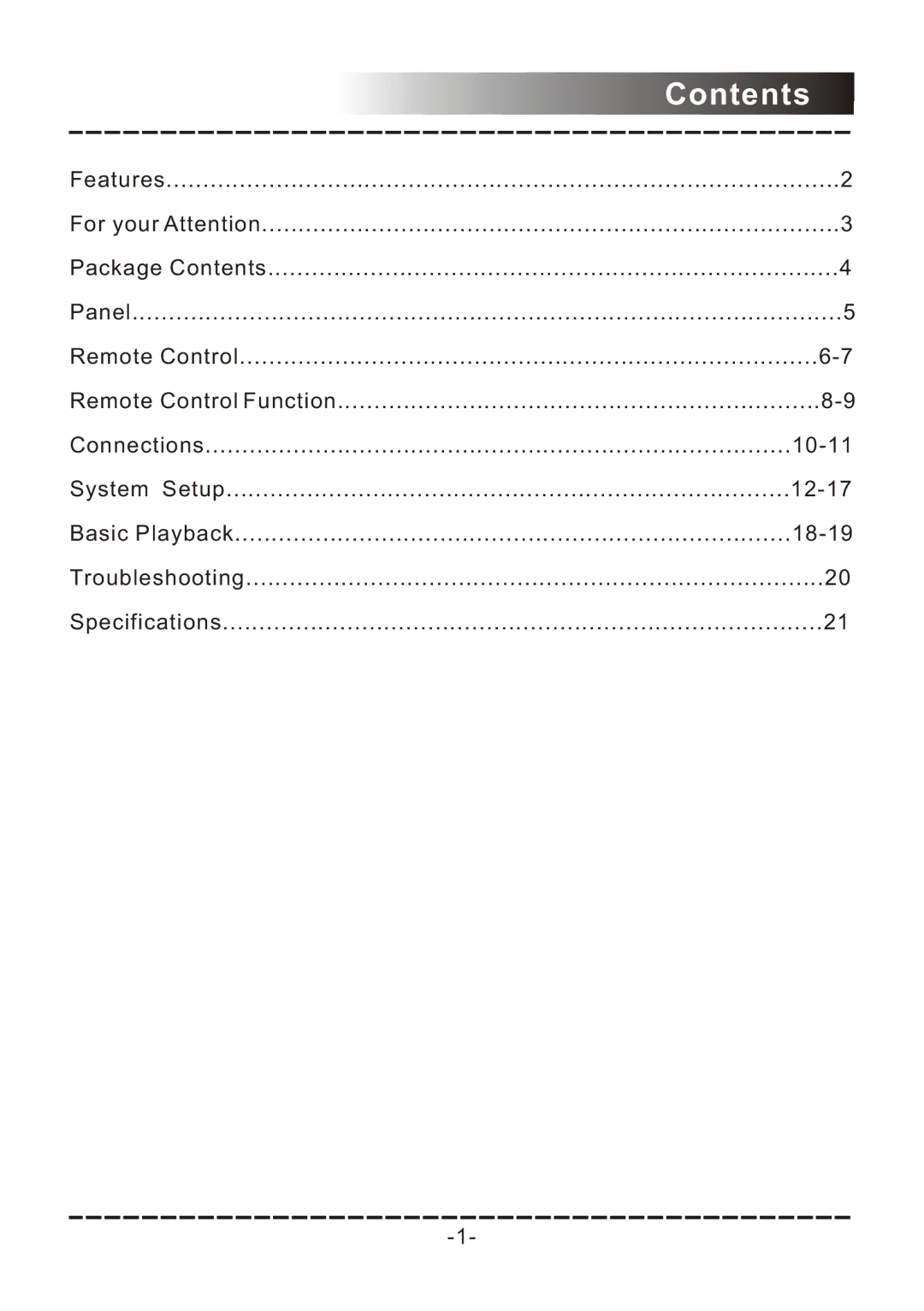 Sanyo DVD-DX517 instruction manual Contents 