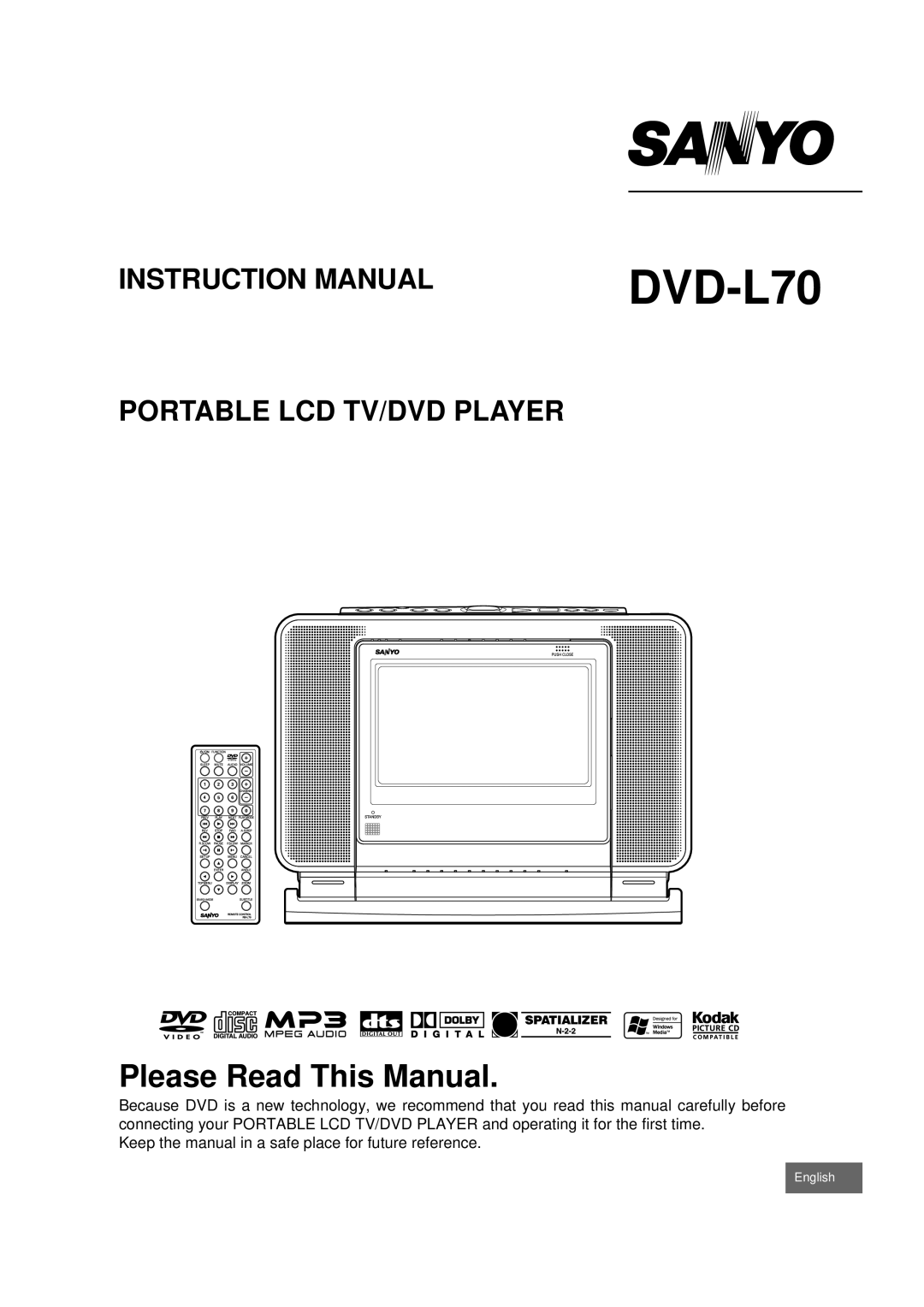 Sanyo DVD-L70 instruction manual Portable LCD TV/DVD Player 