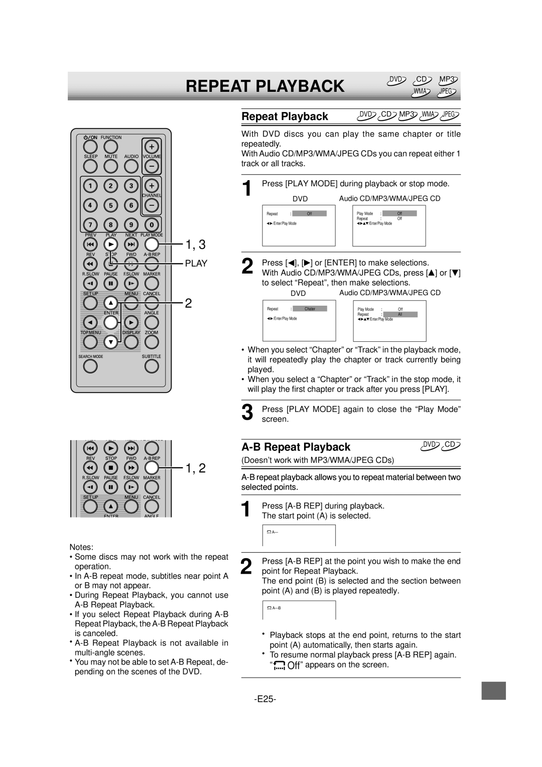 Sanyo DVD-L70 instruction manual Repeat Playback 