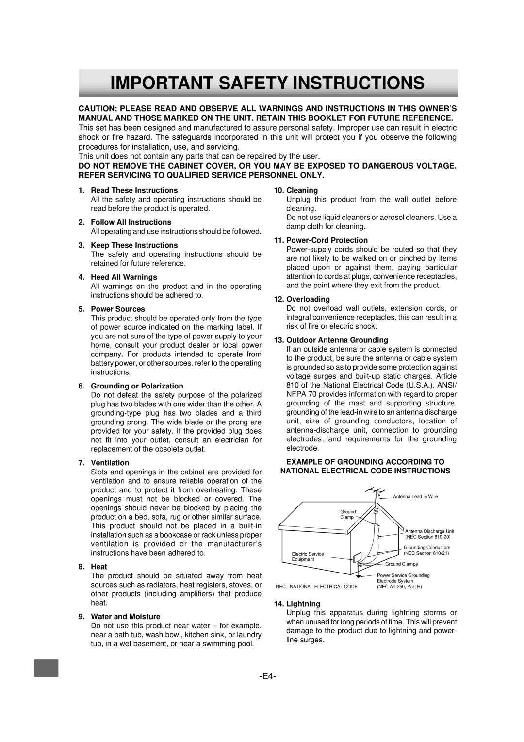 Sanyo DVD-L70 Read These Instructions, Follow All Instructions, Keep These Instructions, Heed All Warnings, Power Sources 