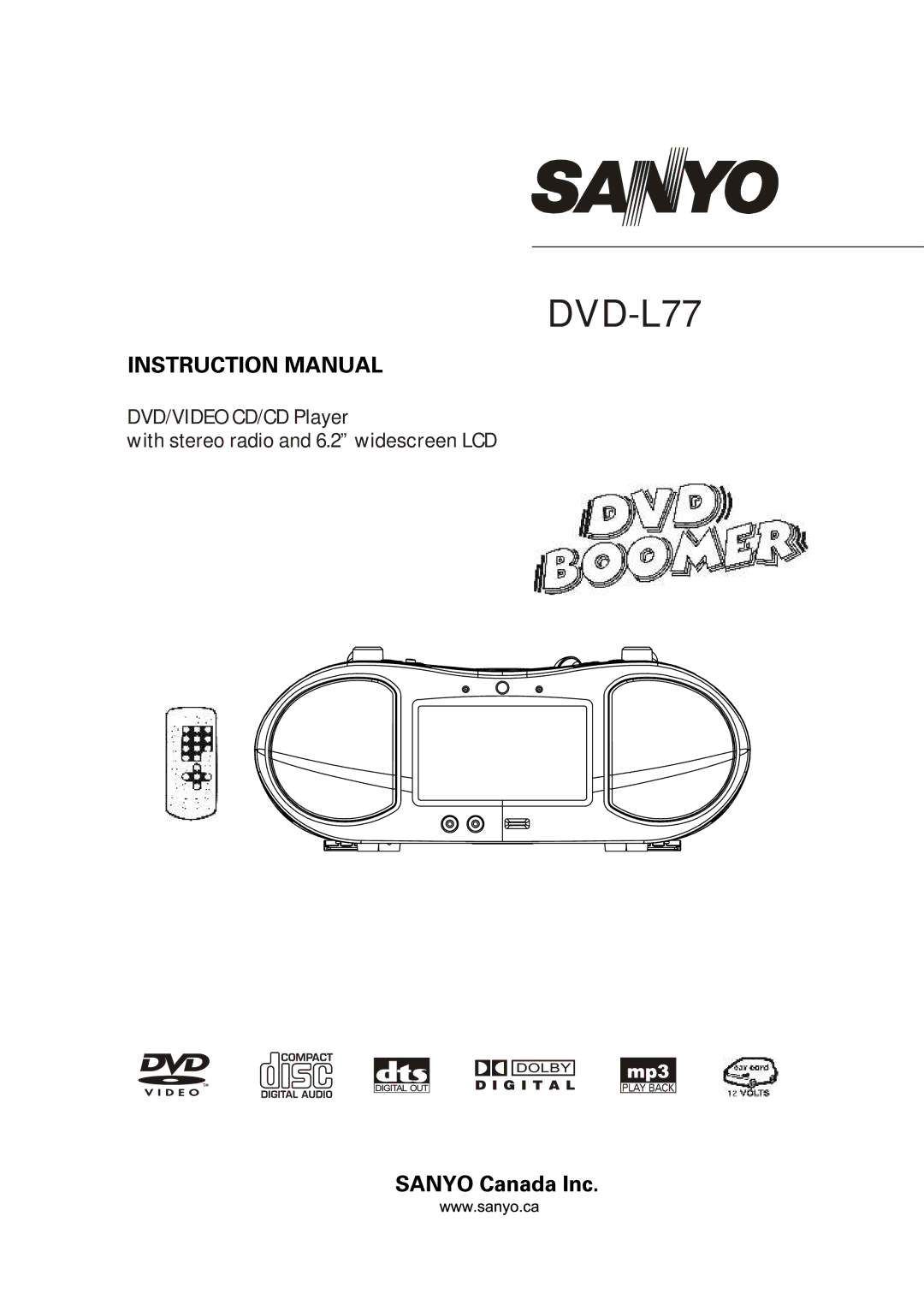 Sanyo DVD-L77 manual 