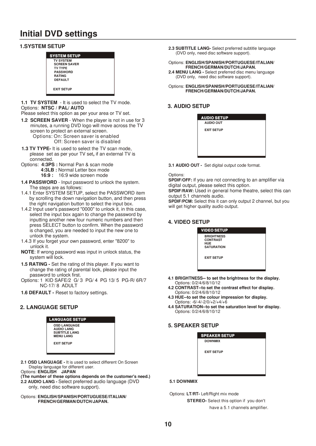 Sanyo DVD-L77 manual French/German/Dutch/Japan, Downmix 