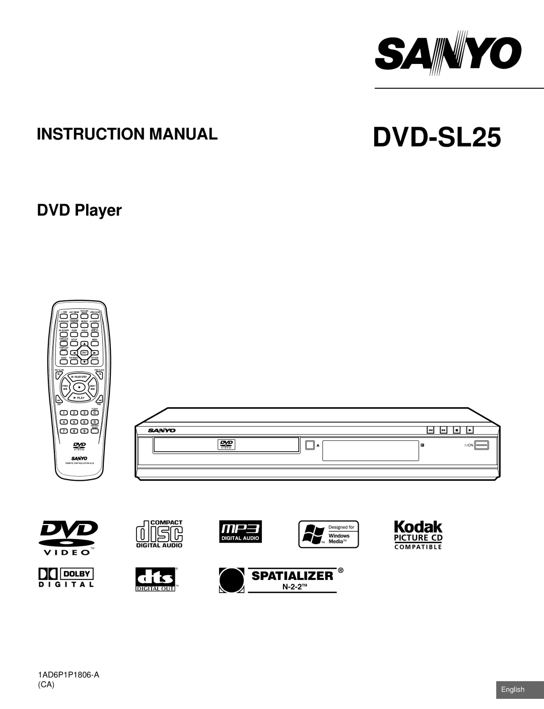 Sanyo DVD-SL25 instruction manual 1AD6P1P1806-A CA 