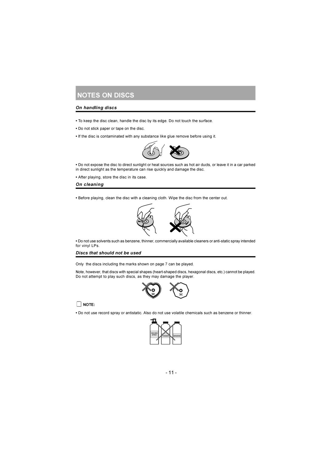 Sanyo DVD-SX25 manual On handling discs 