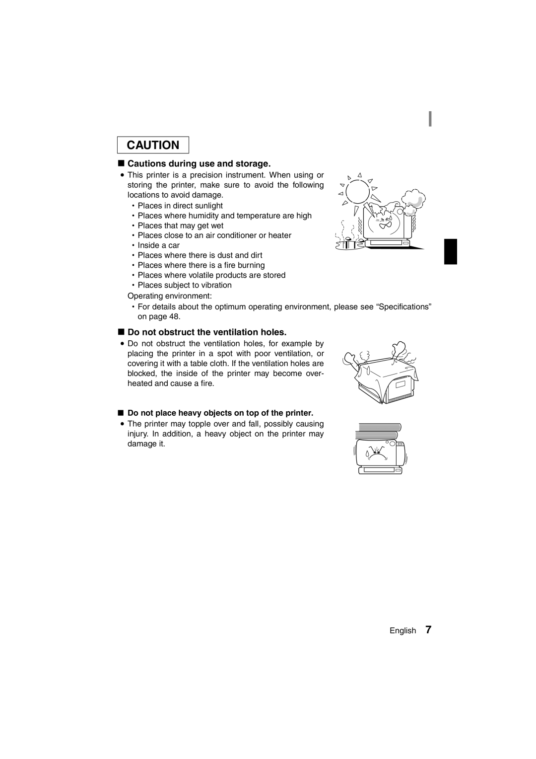 Sanyo DVP-P1U manual KCautions during use and storage, KDo not obstruct the ventilation holes 