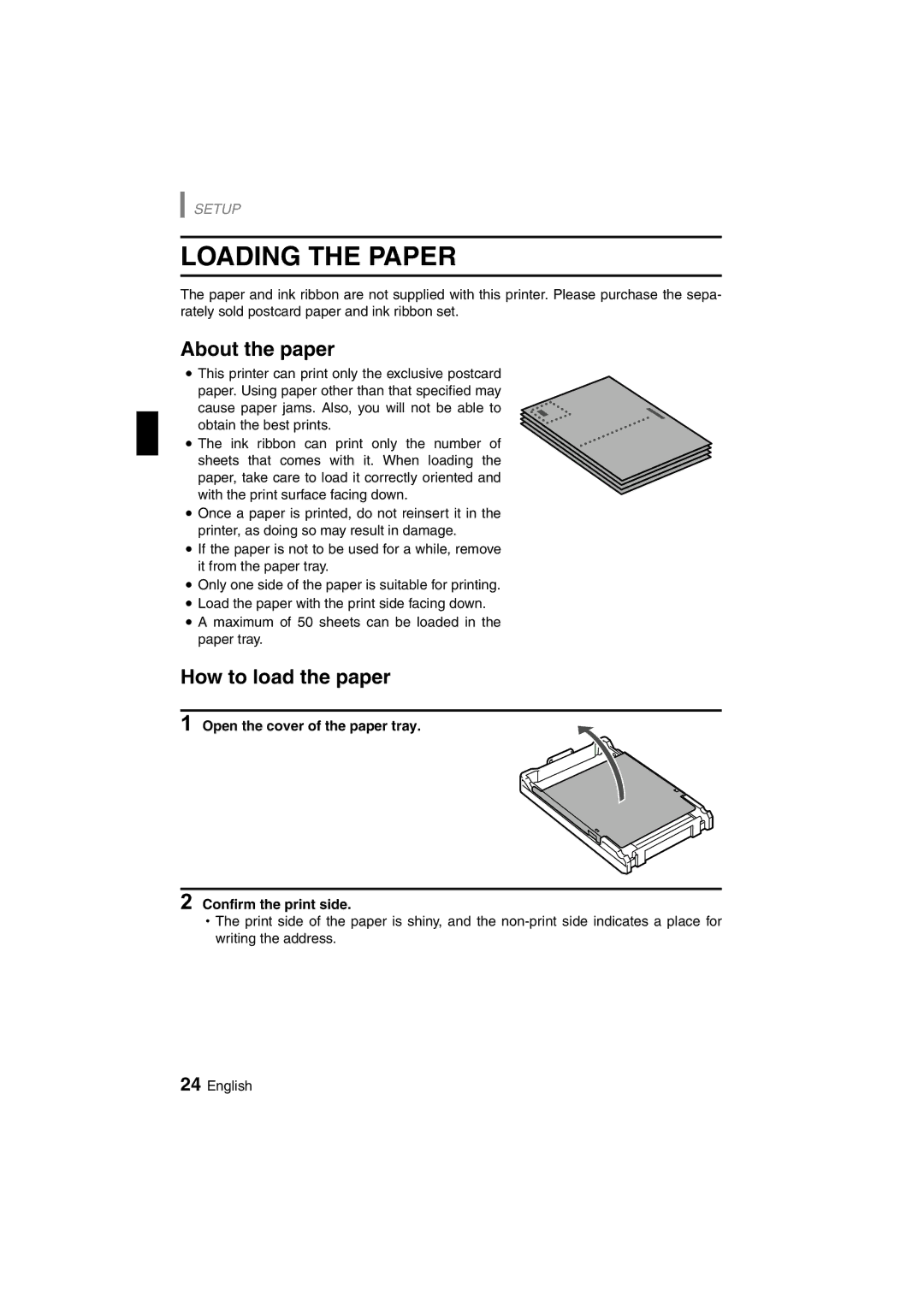 Sanyo DVP-P1U manual Loading the Paper, About the paper, How to load the paper 